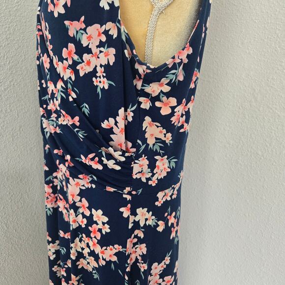 Jessica Howard Women's Size 16 Sleeveless Navy & Pink Floral Spring Dress - Picture 5 of 11